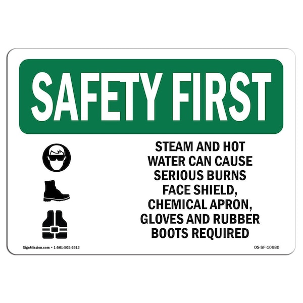 Signmission OSHA Sign, Steam And Hot Water Can Cause, 14in X 10in Rigid Plastic, 14" W, 10" H, Landscape OS-SF-P-1014-L-10980 - main